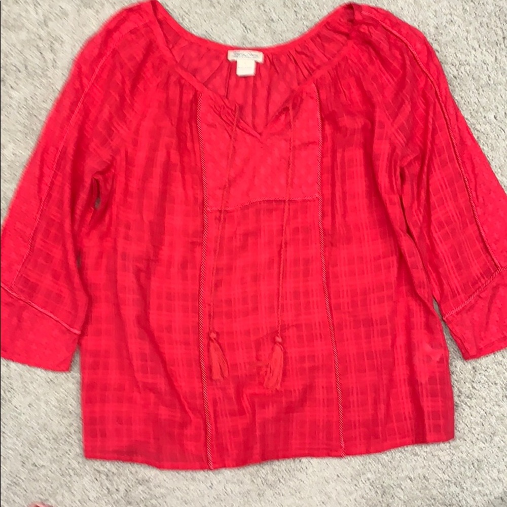 NWOT Lucky hot pink/raspberry blouse. Size Large.